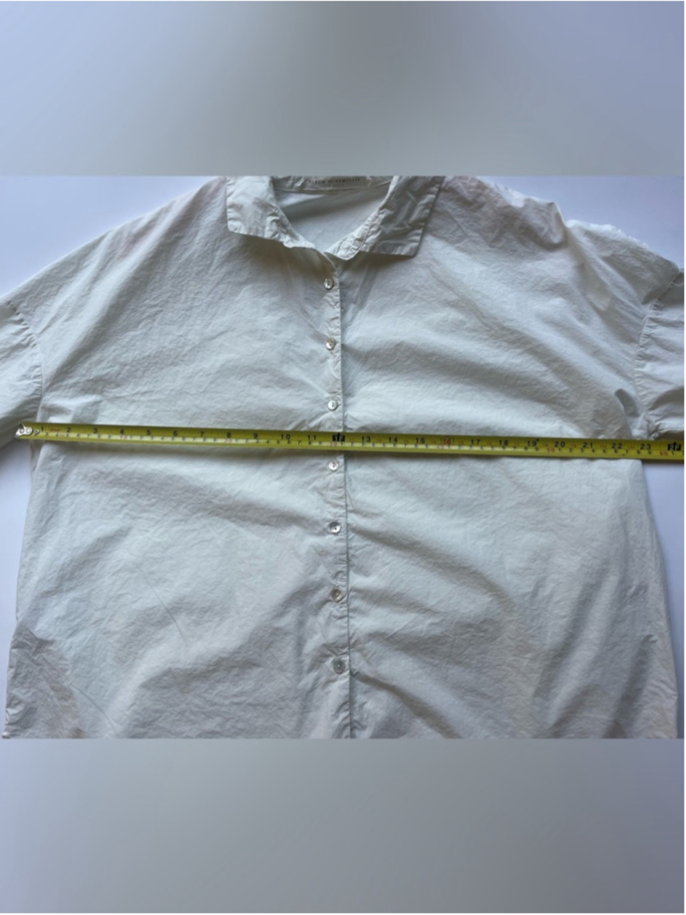 Album Di Famiglia Cotton Boxy Button-Up Shirt Italy Oversized small off white - Picture 8 of 10